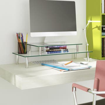 vidaXL Monitorstandaard 2-laags transparant glas, Verzenden, Nieuw