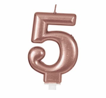 Rose Gouden Kaars 5 Jaar 8cm, Verzenden, Nieuw