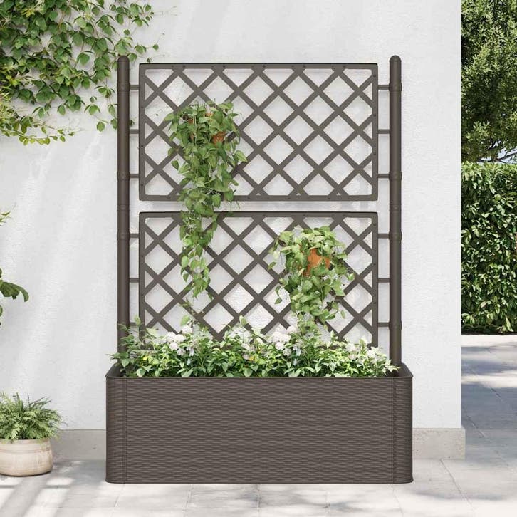 vidaXL Plantenbak hoog met latwerk en zelfbewateringssysteem, Tuin en Terras, Bloempotten, Nieuw, Verzenden