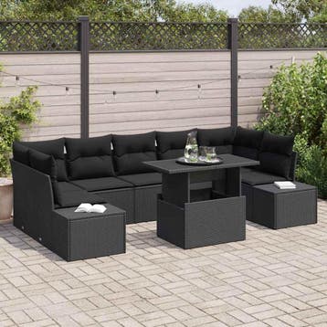 vidaXL Bankstel 8 st Zwart poly rattan, Verzenden, Nieuw
