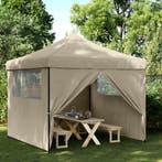 vidaXL Partytent inklapbaar pop-up met 4 zijwanden taupe, Verzenden