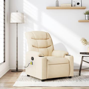 vidaXL Massagestoel met crèmekleurige stof, Verzenden