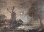 Dutch school (XIX) - Atmospheric moonlit landscape with