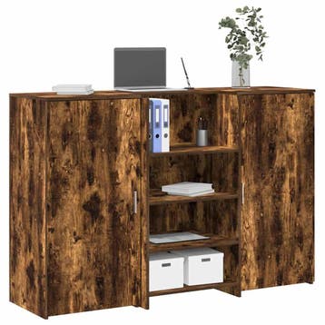 vidaXL Receptiebalie 155x50x103,5 cm bewerkt hout gerookt, Verzenden
