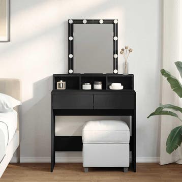 vidaXL Kaptafel met LED 80x41x144,5 cm zwart, Verzenden