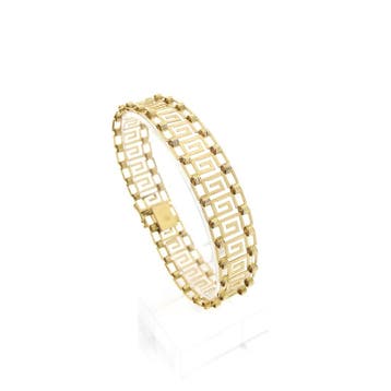 Gouden meander schakelarmband, Ophalen of Verzenden, Gebruikt, Goud, Goud