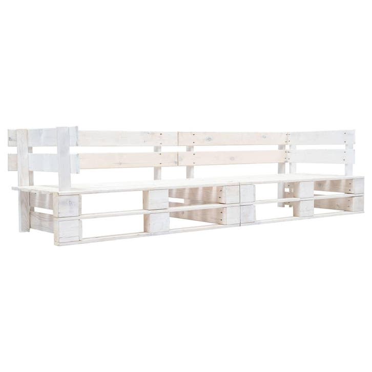 vidaXL Tuinbank 2-zits pallet hout wit, Tuin en Terras, Tuinsets en Loungesets, Nieuw, Verzenden