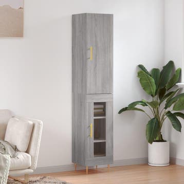 vidaXL Hoge kast 34,5x34x180 cm bewerkt hout grijs sonoma, Verzenden, Nieuw