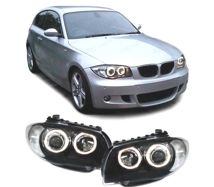 PHARES BMW E81 E87 E82 E88 04-11 ANGEL EYES FOND NOIR, Autos : Pièces & Accessoires, Éclairage, Envoi