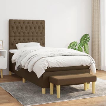 vidaXL Boxspring met matras stof donkerbruin 100x200 cm, Verzenden, Nieuw