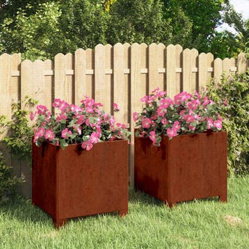vidaXL Plantenbakken met poten 2 st roestig 30x30x30 cm, Verzenden, Nieuw