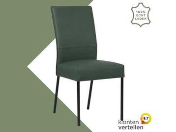 Leren eetkamerstoel Real - Toledo Forrest (groen) - Poten, Huis en Inrichting, Stoelen, Overige kleuren, Nieuw, Ophalen of Verzenden