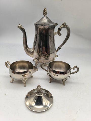 Koffieservies (3) - zilverbad, Antiek en Kunst