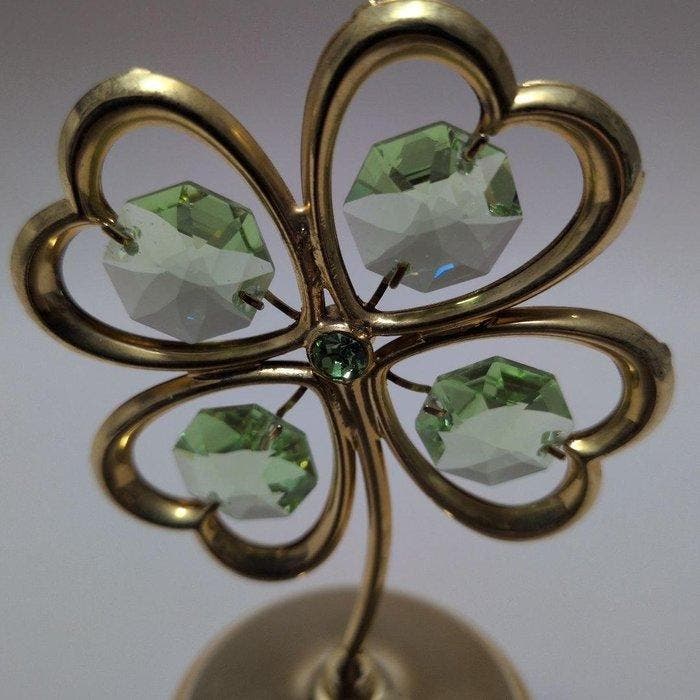 Swarovski Crystal Four-Leaf Clover Music Box — Gold Tone, Antiek en Kunst, Curiosa en Brocante