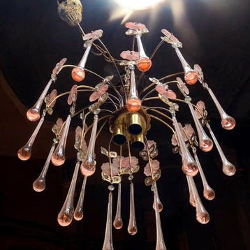 Kroonluchter - artistiek in Murano-glas roze – 3 lampen –, Maison & Meubles