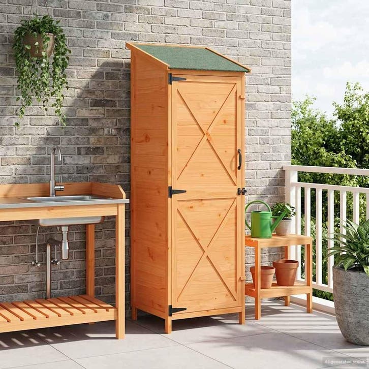 vidaXL Tuin Shed met dak Bruin 59,5 x 56 x 176,5 cm Massief, Jardin & Terrasse, Abris de jardin, Envoi