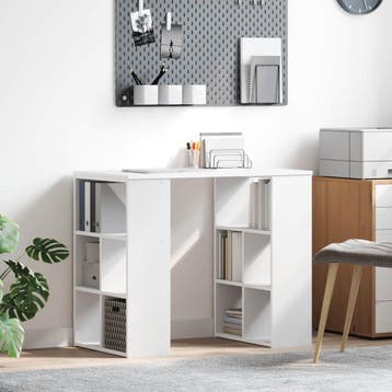 vidaXL Bureau Wit Bewerkt hout 90 x 50 x 75 cm, Verzenden