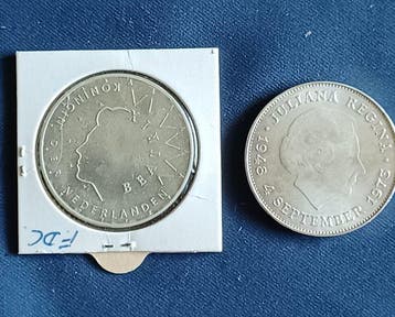 Pays-Bas. Juliana. 10 Gulden 1987/1973, 2 stuks (Sans prix, Postzegels en Munten, Munten | Nederland
