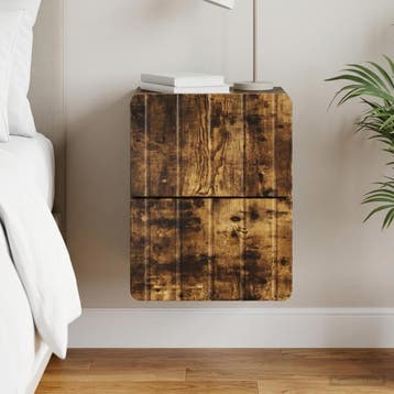 vidaXL Muurbevestigde Nachttafel Gerookt eiken 33 x 34,5 x, Verzenden, Nieuw