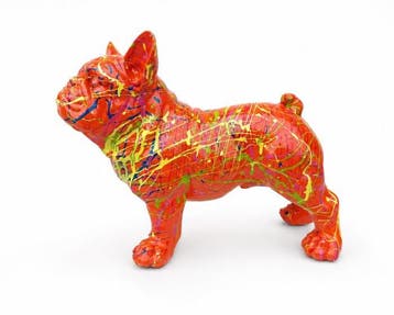 Beeld, orange buldog artistic - 28 cm - polyresin