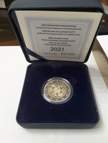 Griekenland. 2 Euro 2021 Greek Revolution Proof (Zonder