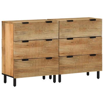 vidaXL Dressoirs 2 st 60x33x75 cm massief mango bruin, Verzenden, Nieuw