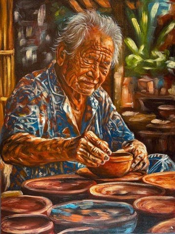 Nguyn V.L (1993) - La poterie 80 60 cm