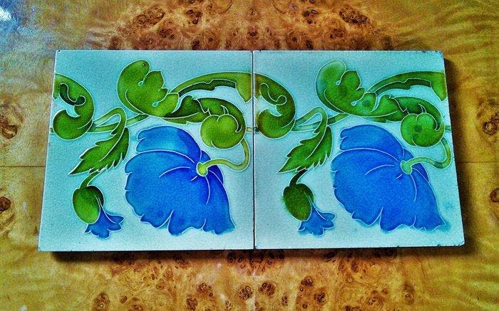 Art nouveau Carreau (2) - Duo de carreaux émaillés Art, Antiquités & Art, Art | Objets design