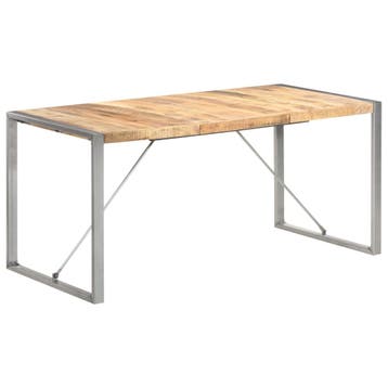 vidaXL Eettafel 160x80x75 cm massief ruw mangohout, Huis en Inrichting, Tafels | Eettafels, Verzenden, Nieuw