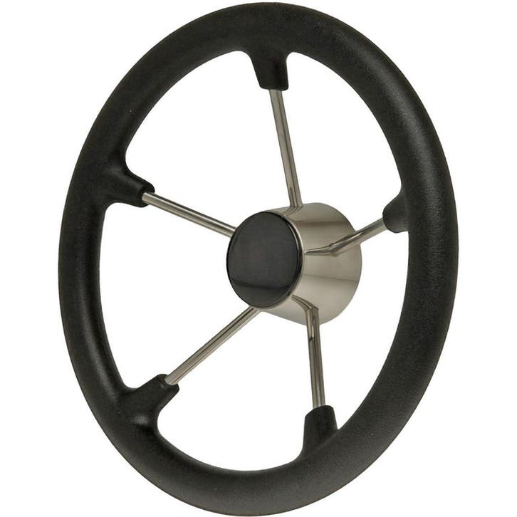 Rvs Stuurwiel Boot 355mm met Zwarte Polyurethaan Grip, Watersport en Boten, Accessoires en Onderhoud, Nieuw, Ophalen of Verzenden