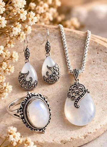 Natuurlijke edelsteen - Zilver - Parure