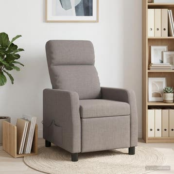 vidaXL Massage Relaxstoel Taupe Stof, Maison & Meubles, Fauteuils, Verzenden