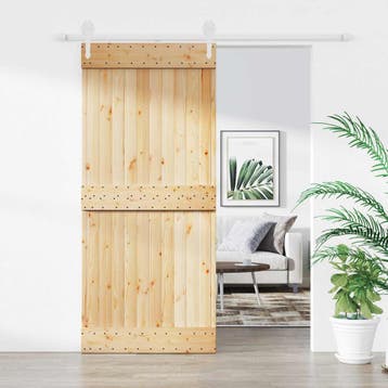 vidaXL Schuifdeur 90 x 210 cm Massief Pine Hout, Doe-het-zelf en Bouw, Verzenden, Nieuw