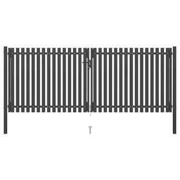 vidaXL Tuinhekpoort staal 400x125 cm antraciet, Tuin en Terras, Verzenden, Nieuw