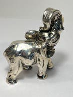 sculptuur, Coppia di elefanti con la proboscide alzata ,, Antiek en Kunst