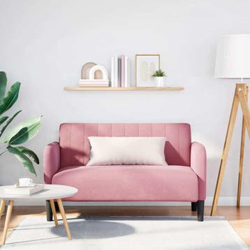 vidaXL Loveseat bank / zetel 109 cm fluweel roze, Huis en Inrichting, Verzenden, Nieuw