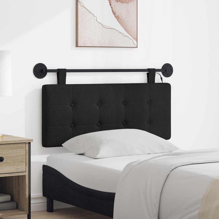 vidaXL Hangend hoofdbord Met LED-verlichting Zwart Stof, Maison & Meubles, Chambre à coucher | Lits, Envoi