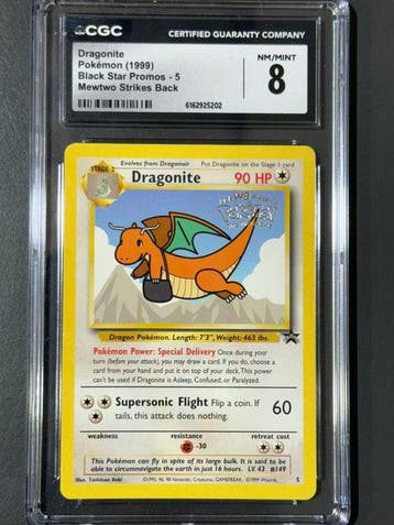 Pokémon - 1 Graded card - Dragonite Pokémon (1999) Black, Hobby en Vrije tijd, Nieuw