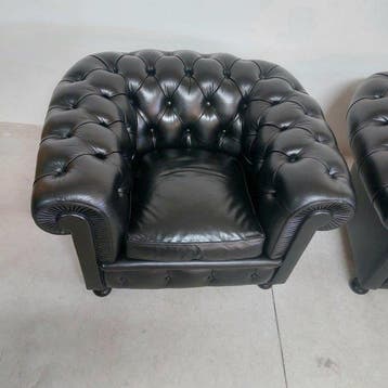 Poltrona Frau - Fauteuil (2) - Club Chesterfield - Cuir,