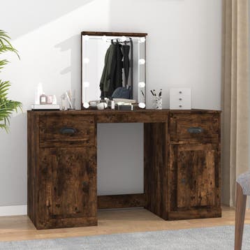 vidaXL Kaptafel met LED-verlichting 130x50x132,5 cm gerookt, Verzenden, Nieuw