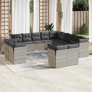 vidaXL 13-delige Loungeset met kussens poly rattan, Verzenden, Loungeset