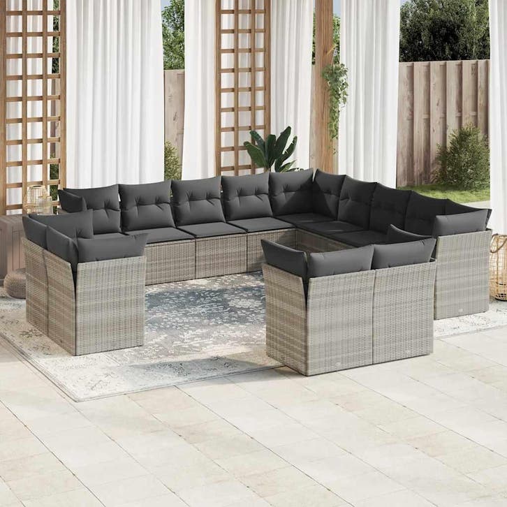 vidaXL 13-delige Loungeset met kussens poly rattan, Jardin & Terrasse, Ensembles de jardin, Envoi