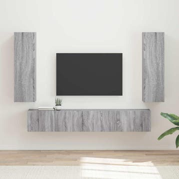 vidaXL Tv-meubelset 3 st Grijs Sonoma Bewerkt hout, Verzenden, Nieuw