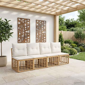 vidaXL 4-Persoons Tuinbank Armloos 4 st 4-zits Naturel poly, Tuin en Terras, Verzenden, Nieuw