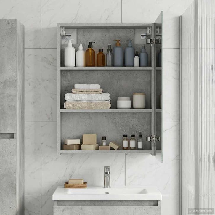 vidaXL Badkamerspiegelkast Beton Grijs 50 x 14,5 x 70 cm, Maison & Meubles, Tables | Coiffeuses, Envoi