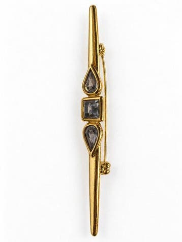 Zonder minimumprijs - Broche - 9 kt. Geel goud Quartz
