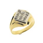 Bicolor gouden zegelring met diamant 0,09 ct., Ophalen of Verzenden