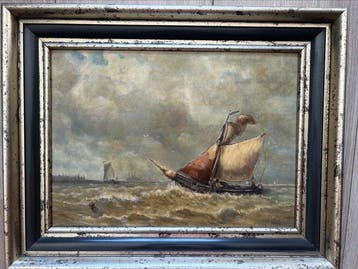 Izaak Versprille (1876 - 1959) - Bomschuiten op volle zee