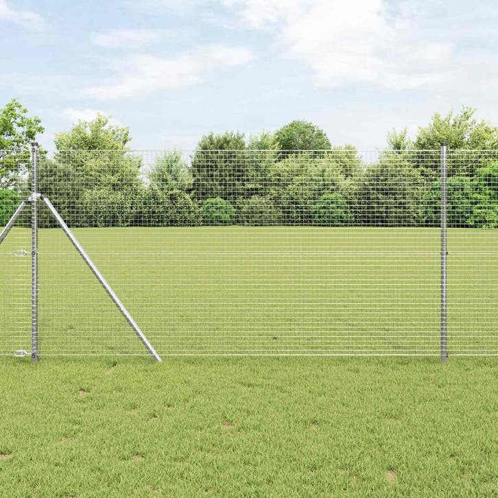 vidaXL Gelast draadhek Zilver, Tuin en Terras, Tuinhekken en Hekwerk, Nieuw, Verzenden