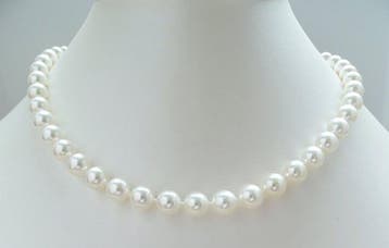 Halsketting - 14 kt. witgoud - rond, 8 - 8,5 mm - Akoya, Nieuw